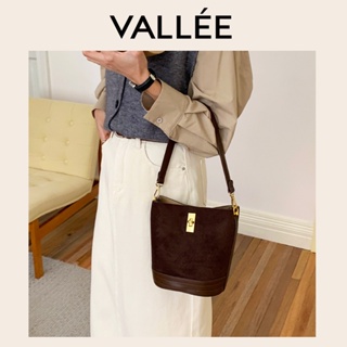【VALLEE】✨現貨女包✨新款質感韓國復古鹿皮絨托特包包女通勤水桶包高級感小眾單肩斜背包