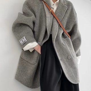 【MIBU】 ✨小個子羊毛大衣2023新款通勤氣質毛呢外套