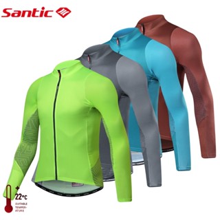 Santic 男士騎行服長袖上衣山地自行車襯衫帶口袋自行車騎行服自行車襯衫