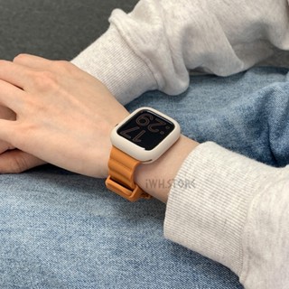 Apple Watch S9 純色矽膠錶帶+保護殼 8 7 6 5 SE 防水運動錶帶 41mm 45mm 蘋果手錶錶帶