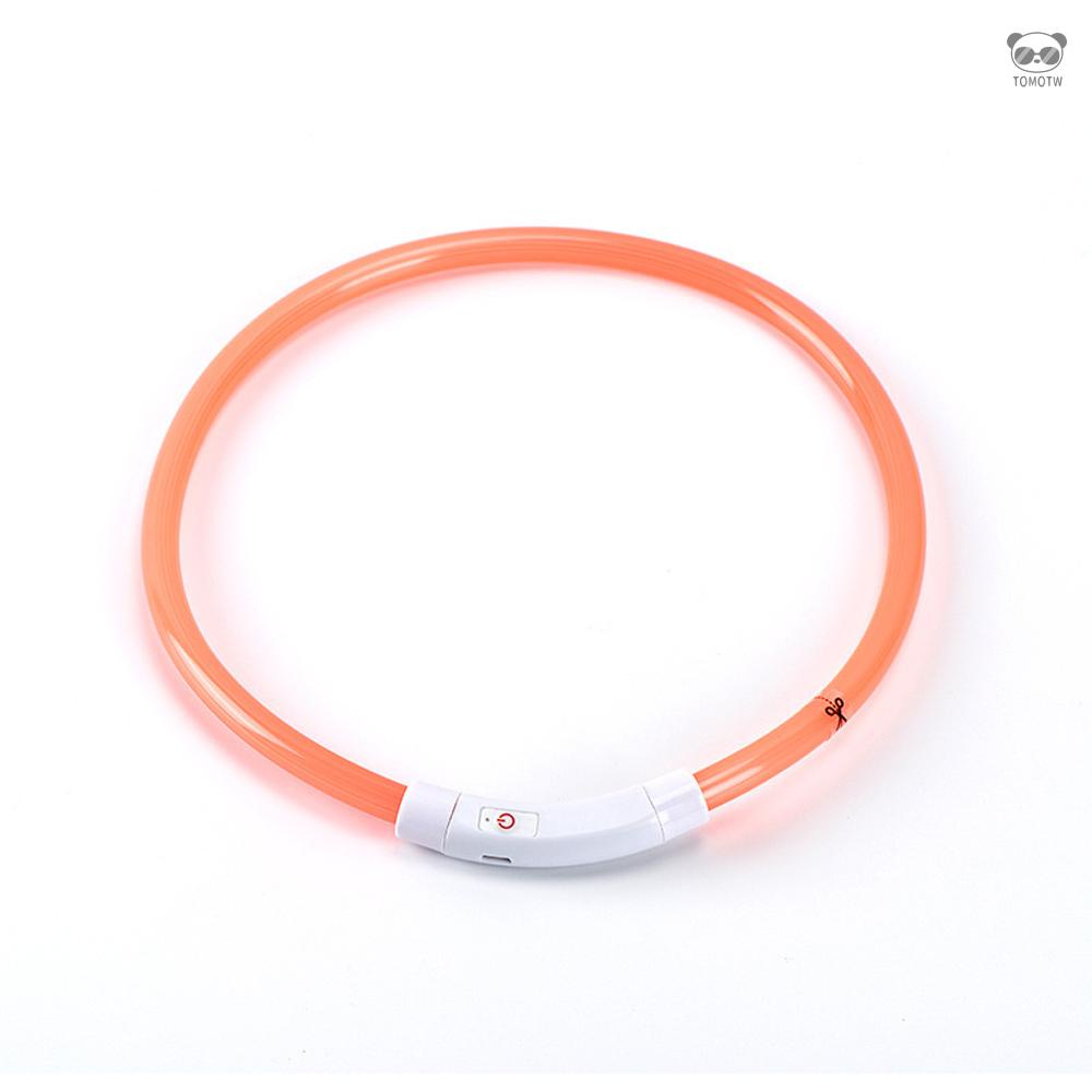 寵物發光項圈 PVC寵物項圈USB充電狗狗夜光圈LED安全遛狗脖套 內置電池 M（35cm）桔色