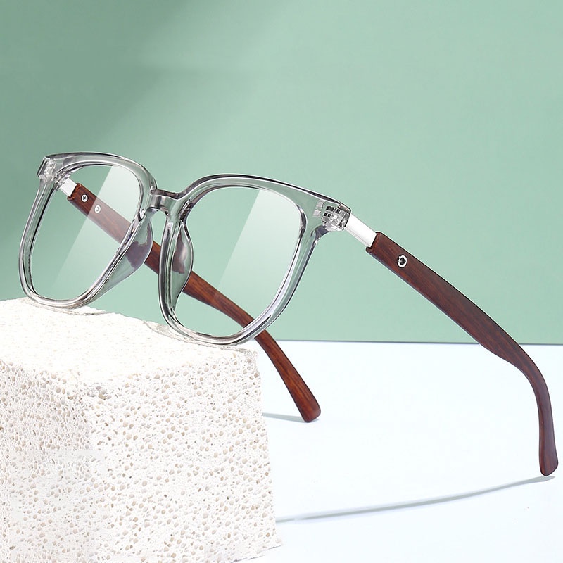 復古鉚釘防藍光眼鏡框木紋 TR90 方形光學眼鏡