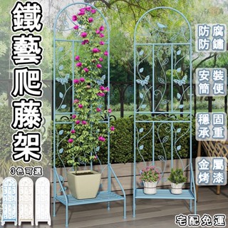【戶外鐵藝綠蘿花架 網架帶底座】內外植物攀爬架 置物庭院陽臺月季攀爬牽引架 田園風 植物支撐架 鐵綫蓮爬藤架花盆花架YH