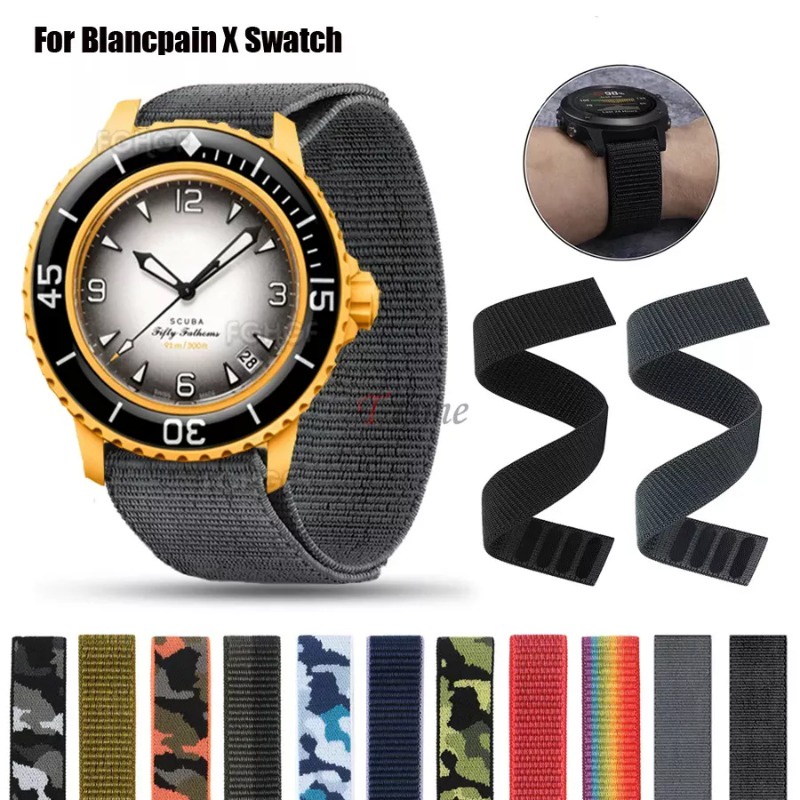 S Watch X Blancpain 尼龍環錶帶聯合五大洋智能錶帶替換手鍊 Correa 腕帶男士女士錶帶