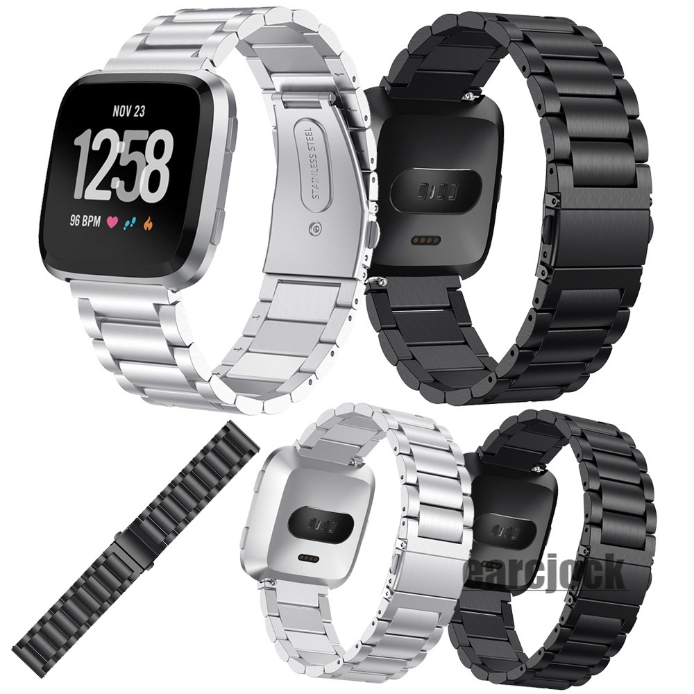 適配Fitbit versa 4/versa 3代 三珠錶帶 versa 2代Fitbit  Versa3 金屬錶帶
