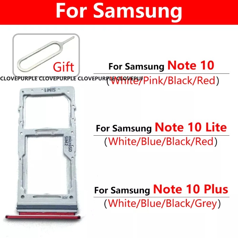 SAMSUNG 適用於三星 Note 10 Plus / Note 10 Lite Sim 讀卡器支架雙 Sim 卡托盤