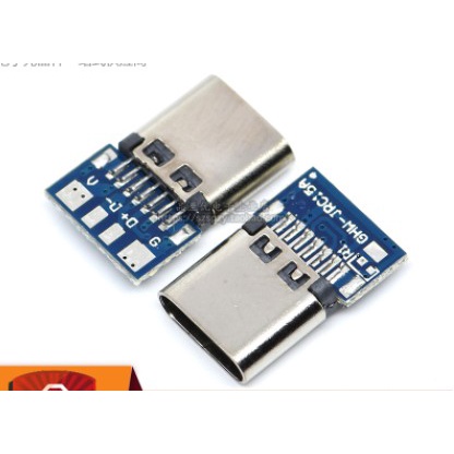 TYPE-C母頭 帶板母座 正反插 USB 3.1 DIY鍵線分離PCB板四個焊點