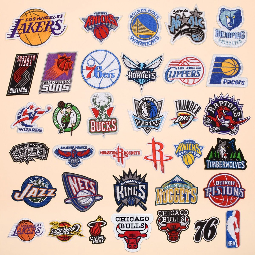 NBA籃球隊標誌LOGO湖人勇士快船猛龍衣服刺繡徽章輔料DIY補丁布貼