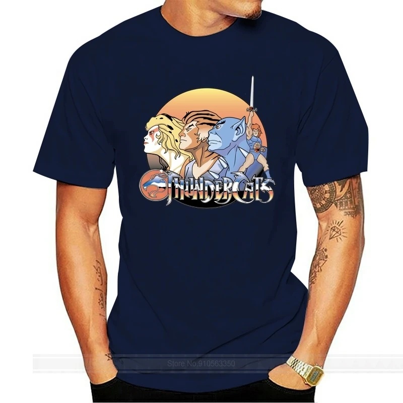 動畫霹靂貓Thundercats圖案印花男女同款XS-3XL成人短袖T恤女童男童青少年學生圓領短袖T恤