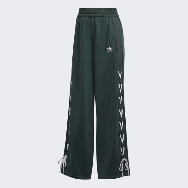 Adidas Wide Leg Pant HK5086 女 長褲 寬褲 運動 休閒 花邊繫帶 穿搭 舒適 綠