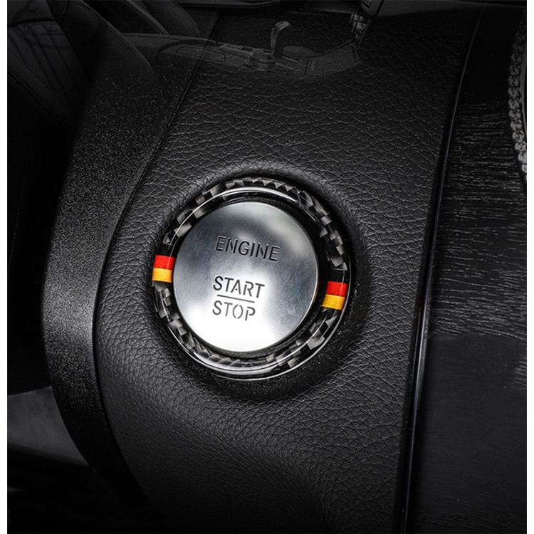 適用於Benz 賓士 C級W205/w213/GLC一鍵啟動裝飾圈  碳纖維內飾改裝配件