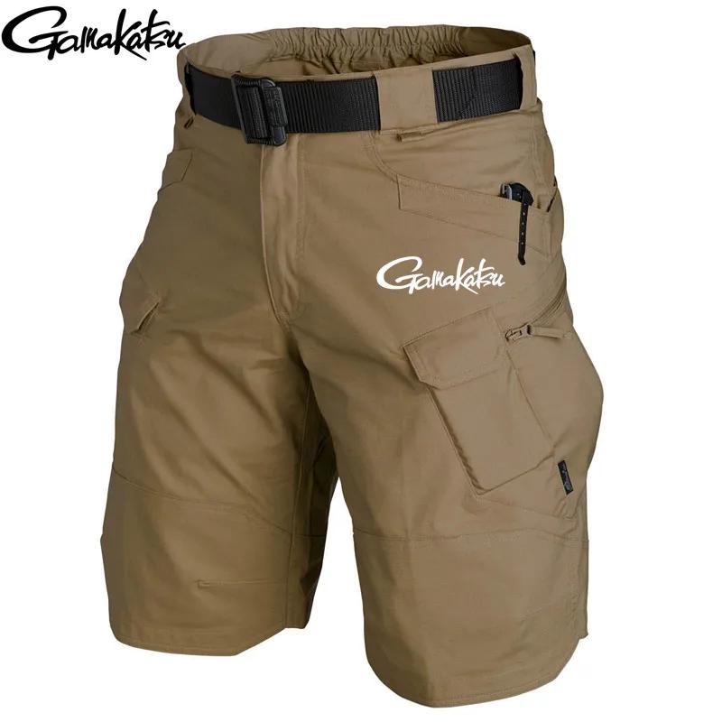 Gamakatsu 夏季釣魚戰術短褲戶外工作短褲訓練迷彩短褲狩獵運動防水釣魚褲