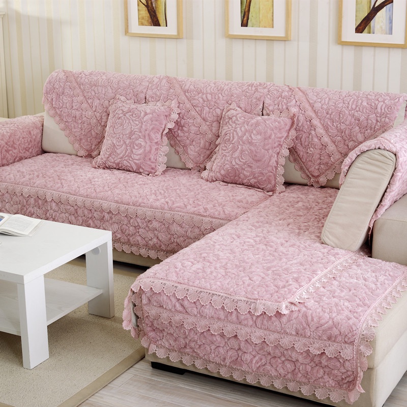 【大河優選】高檔歐式加厚法蘭絨沙發墊 坐墊  時尚玫瑰防滑沙發套 沙發罩