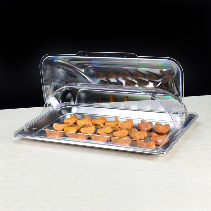 免運 滷菜熟食展示盤帶蓋水果涼菜盤子保鮮保溫商用304不銹鋼試吃盒子