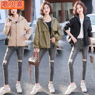 🌟Lovely愛出貨🌟春秋短款小外套女2023新款上衣女韓版風衣大碼女裝寬鬆學生夾克衫