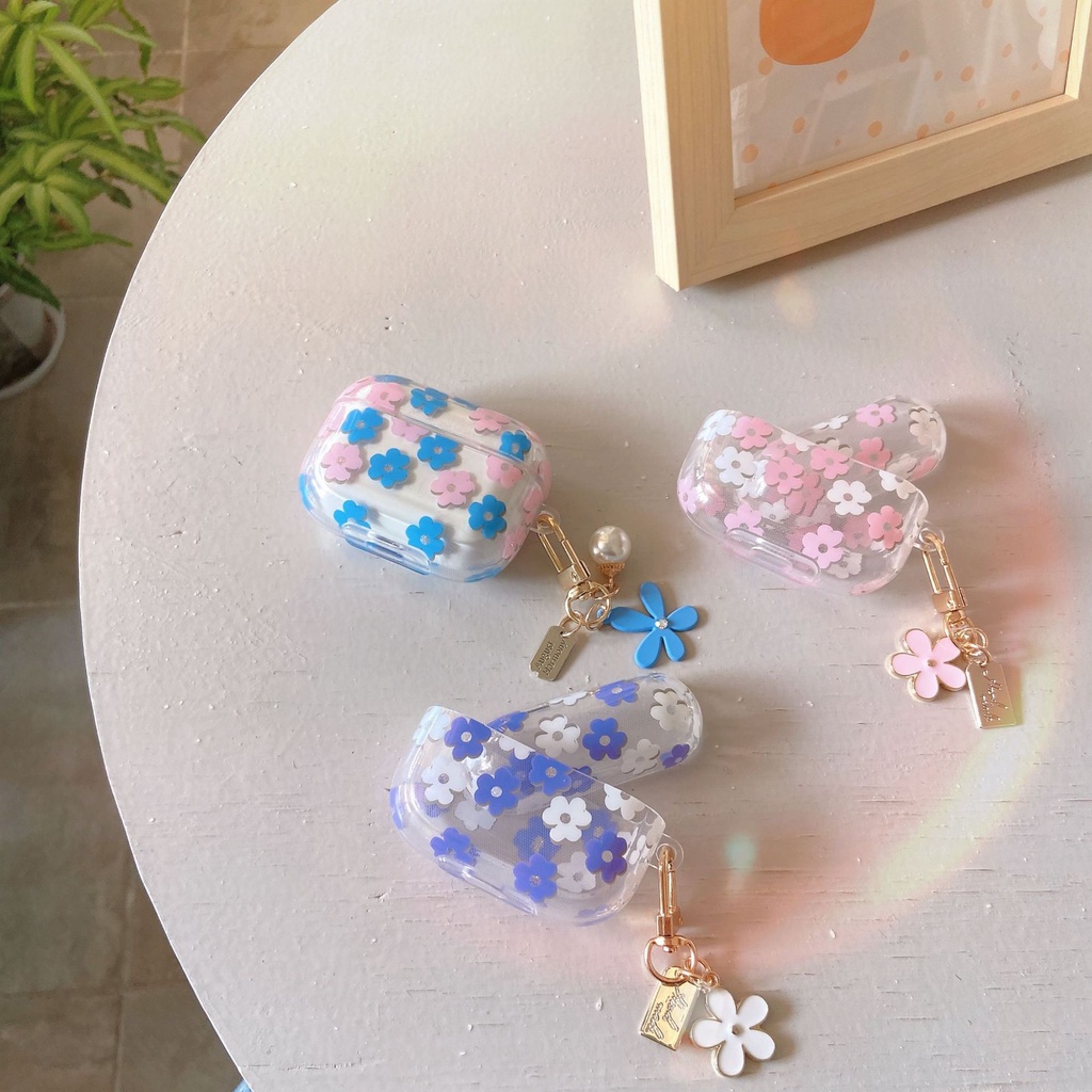 【A-Jia好物】外貿透明閃粉花適用airpods pro保護套3軟新款蘋果2代站立耳機殼