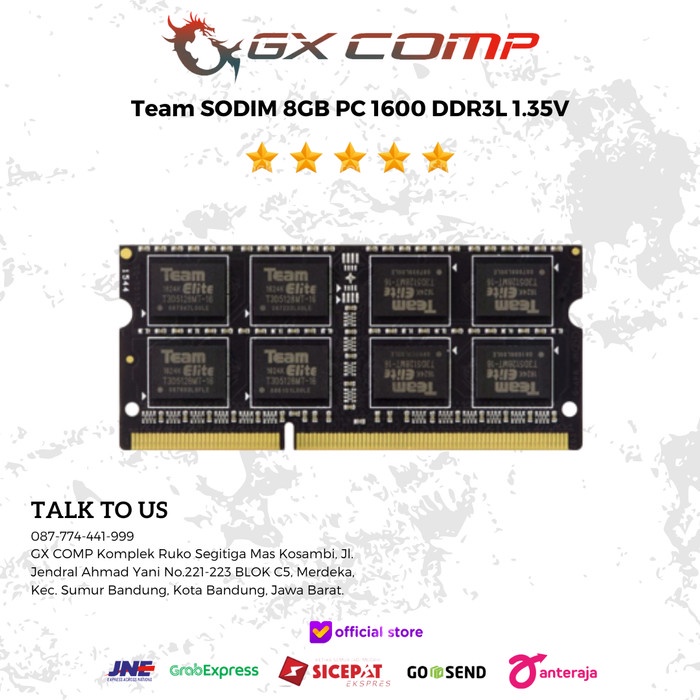 Team Elite Sodimm DDR3L 8GB 1600Mhz 1.35 伏內存筆記本電腦 1600