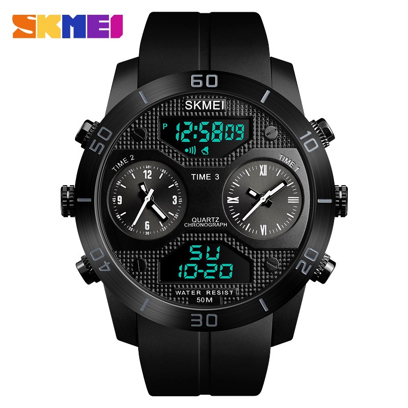 skmei 時刻美 時尚多功能電子錶 三時間學生手錶 運動防水手錶 男士腕錶 手錶