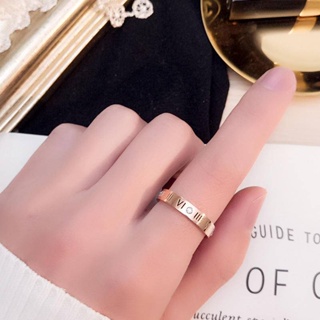 鈦鋼戒指 戒指 尾戒 ins 戒指女生 不銹鋼戒指 情侶戒指 情侶對戒 羅馬數字戒指 18K 玫瑰金 飾品