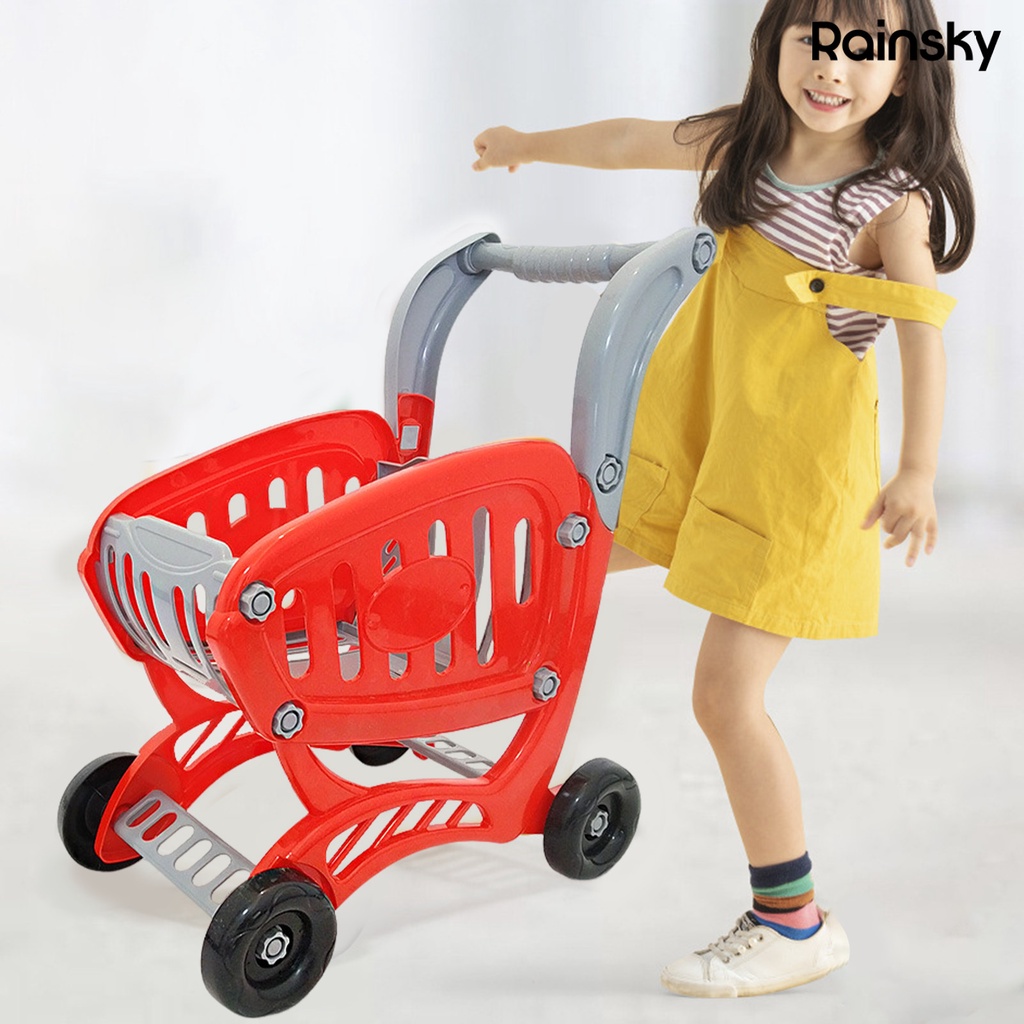 [寶貝玩具]AMZ兒童購物車玩具女孩娃娃家超市小推車寶寶水果手推車玩具仿真大號（頻道）