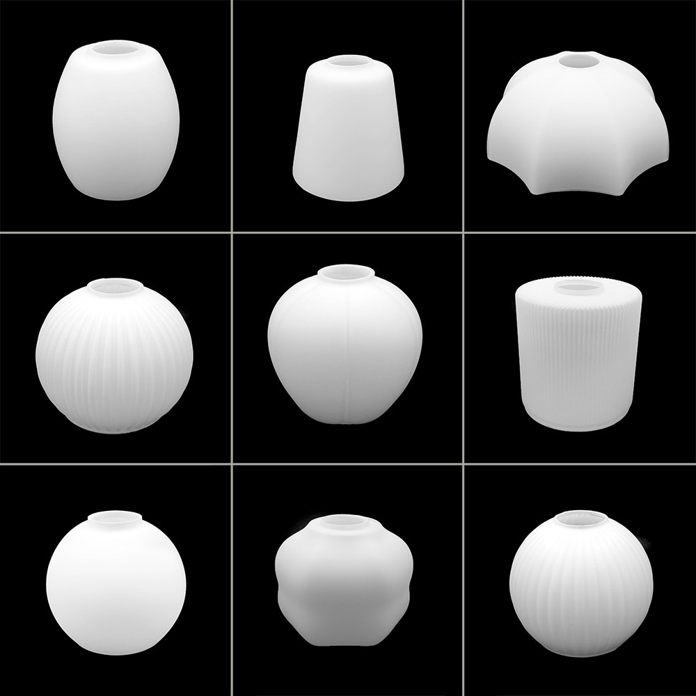 雙孔玻璃燈罩 磨砂玻璃球形燈具配件平口DIY更換裝配設計畢設個性