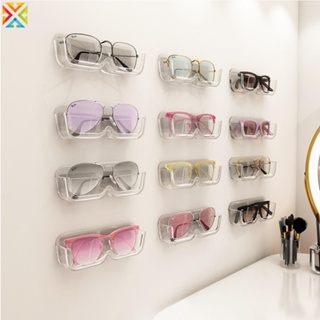 高端玻璃展示櫃眼鏡收納盒壁掛式穿孔免費太陽鏡收納架