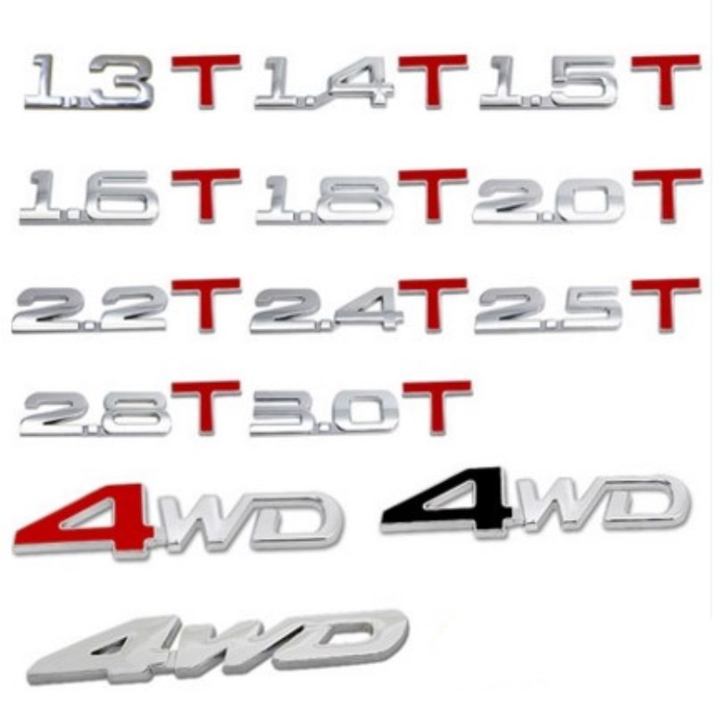汽車3D金屬車貼 車標 貼標 創意 改裝 排量尾標貼 1.8T 2.0T 3.0T 貼標 V6 4WD 適用本田 豐田