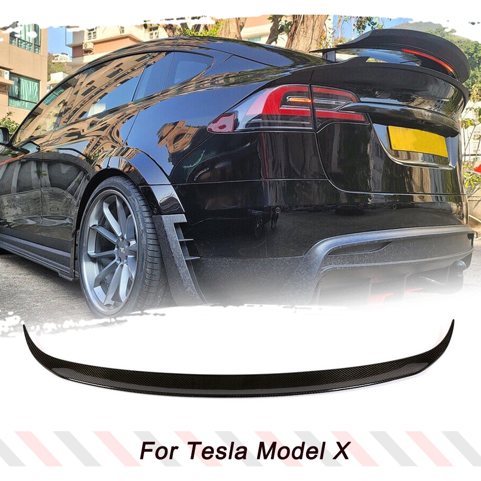 適用於Tesla Model X 尾翼 碳纖維汽車後行李箱擾流板 75D 90D P90D 100D P100D