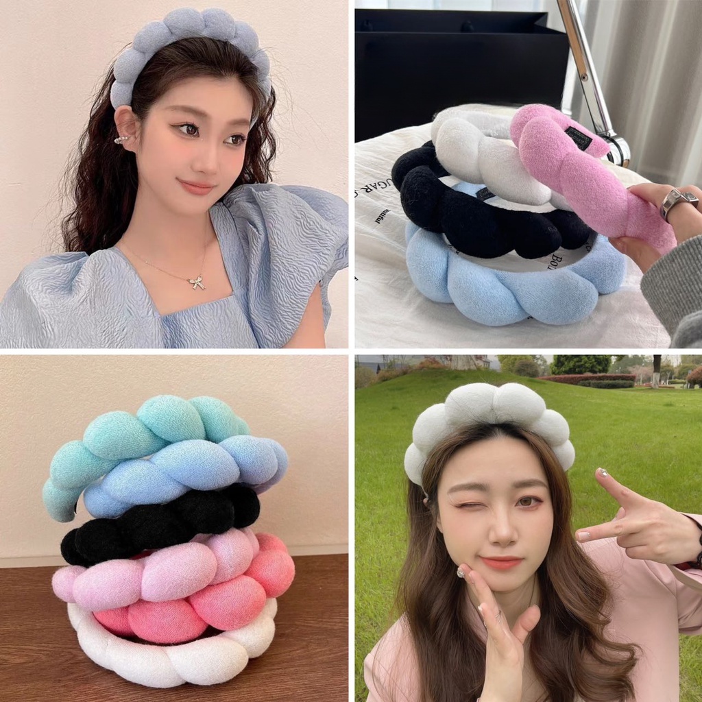 Ready STOCK 韓國新款毛巾頭帶 Spa 頭帶女士海綿髮帶護膚頭帶有多種顏色可供選擇
