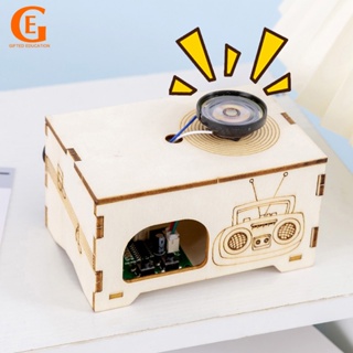 資優教育 DIY木製留聲機錄音機模型手工組裝學校科學實驗STEM教育玩具