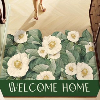 MISS LUNA0.3cm PVC皮革地毯 玄關地墊 客廳地毯地墊 免洗入戶門地墊歐式花卉入戶門pvc地墊進門家用 可