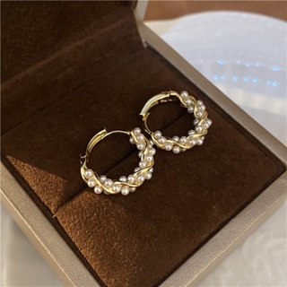 優雅的珍珠花環耳環搭扣耳釘耳釘配飾新年禮物