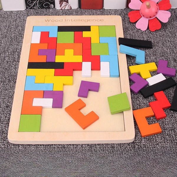 木制方塊幼兒童益智玩具幾何積木拼圖套裝寶寶早教開發拼板