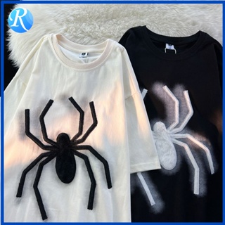 夏季潮流蜘蛛印花情侶女裝短袖t恤休閒寬鬆酷y2k上衣