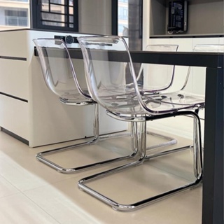 『One home』北歐ins網紅透明餐椅設計師創意簡約家用托亞斯中古亞克力靠背椅