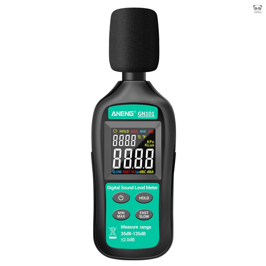 ANENG 數顯噪音計 35db-135db 高精度噪聲測試儀 測聲音分貝儀 家用專業聲級計 GN101 不帶電池出貨
