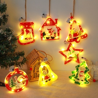 Led雪人襪子裝飾燈雪花彩燈聖誕樹挂件聖誕裝飾燈串