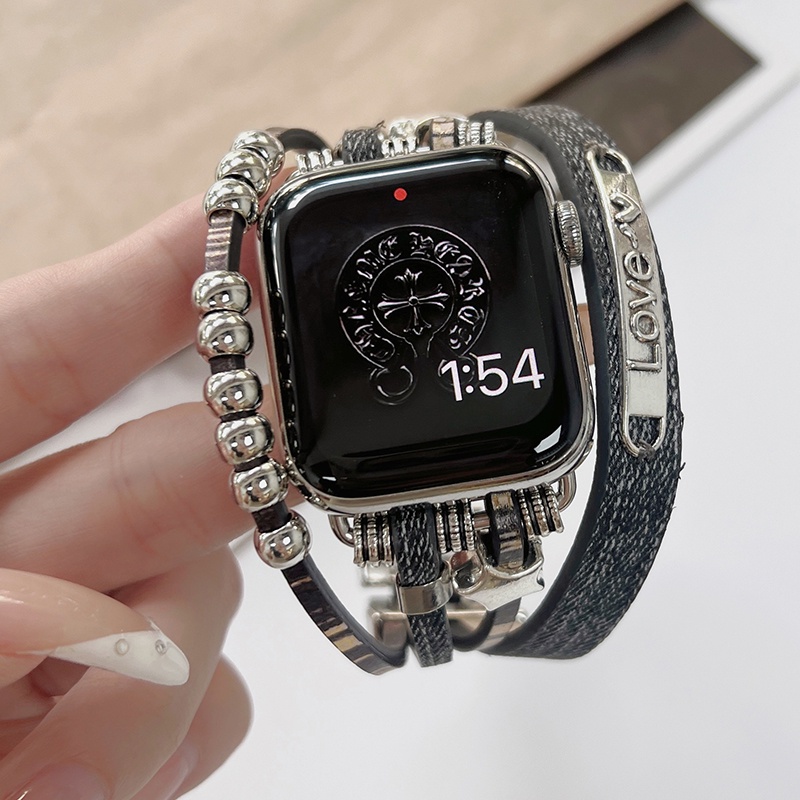 【現貨】Apple Watch 朋克帆布金屬錶帶 鏈式錶帶 S9 S8 S7 S6 40mm 41 44 45 女士錶帶