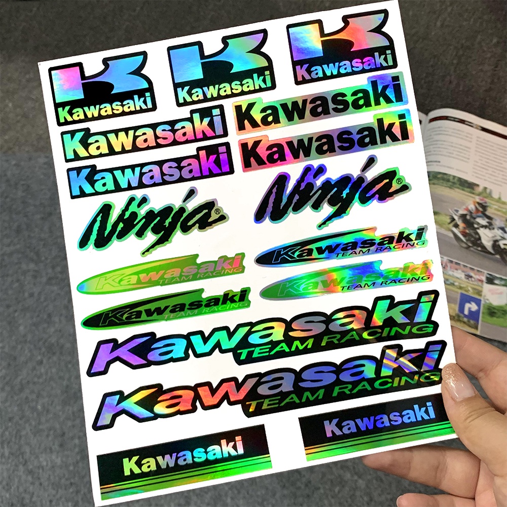 鐳射機車貼紙贊助商kawasaki 貼紙踏板車電動車防水貼花改裝頭盔貼紙適用於川崎 Z900 Z400 Ninja400