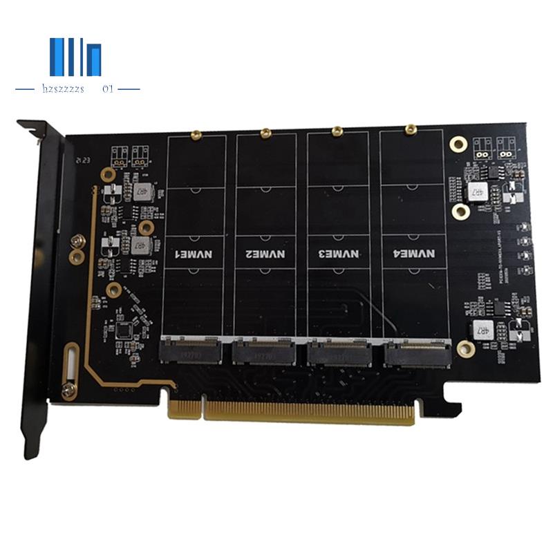 M.2 NVMe轉PCIe 4.0 X16轉接卡,支持4 NVMe M.2 2280,支持分叉突襲