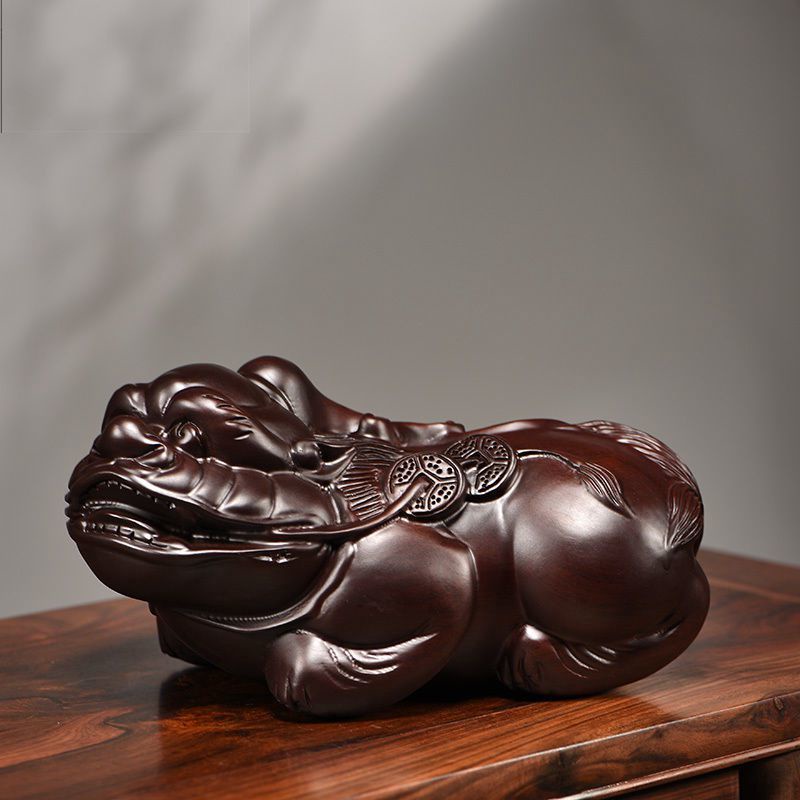黑檀木 雕刻 貔貅擺件 木質 一對 家居 客廳裝飾 紅木工藝品 店鋪開業送禮