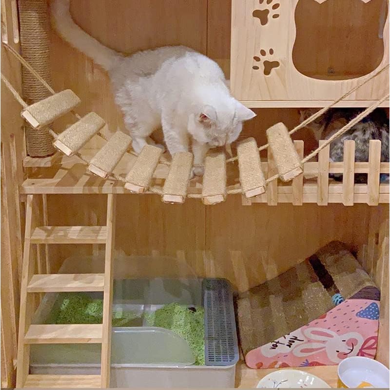 貓橋貓爬架實木壁掛式梯子台階抓撓器貓跳台diy壁掛式寵物家具