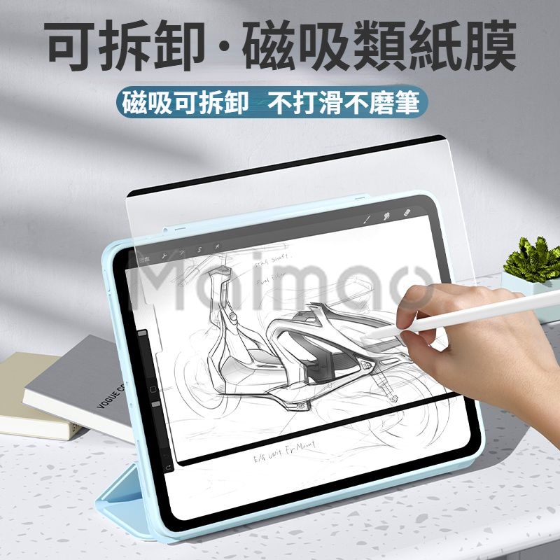 磁吸類紙膜 繪畫書寫膜 適用於iPad 10 9 8 7 Air4 Air5 mini5 mini6 保護貼 日本原料