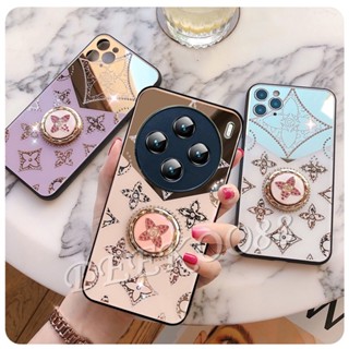 適用於 VIVO X100 Pro V29 Y17s 5G 手機殼奢華時尚鑽石壓克力硬背蓋帶指環支架手機外殼