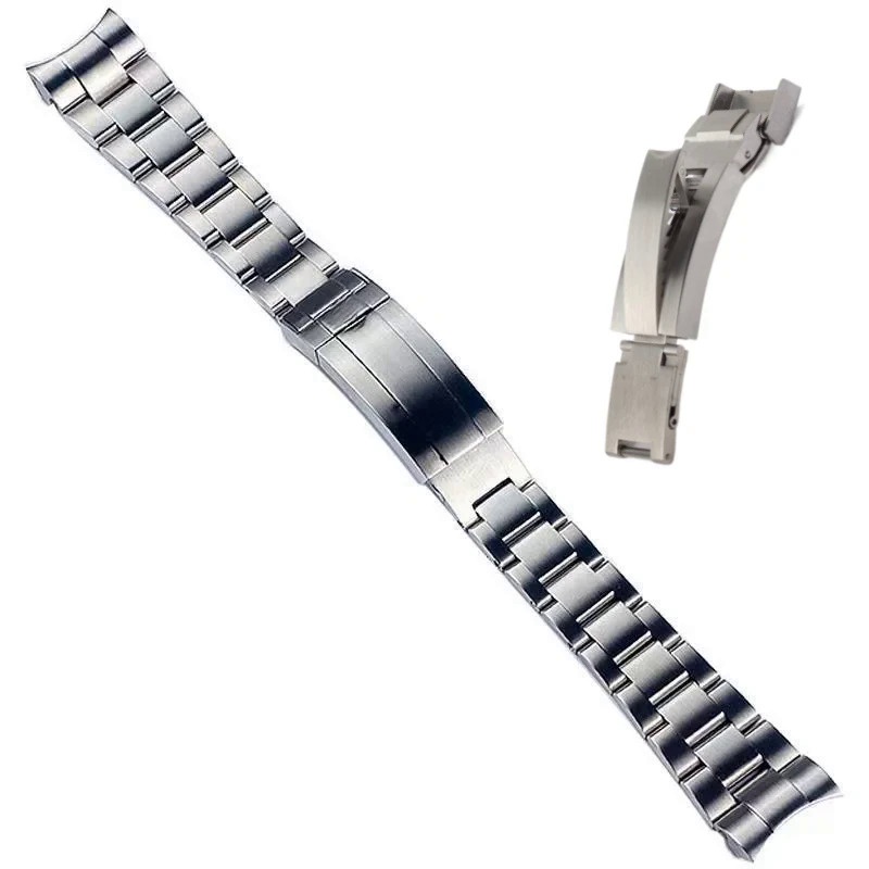 高品質 21 毫米 20 毫米銀色不銹鋼手鍊,適用於勞力士深海潛航者部署扣錶帶