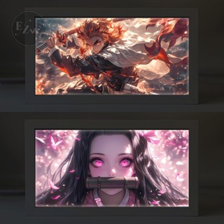 迷你 3D 燈箱動漫惡魔殺手燈畫 LED 燈架展示架美學房間餐桌裝飾收藏愛好禮物 EZ 藝術