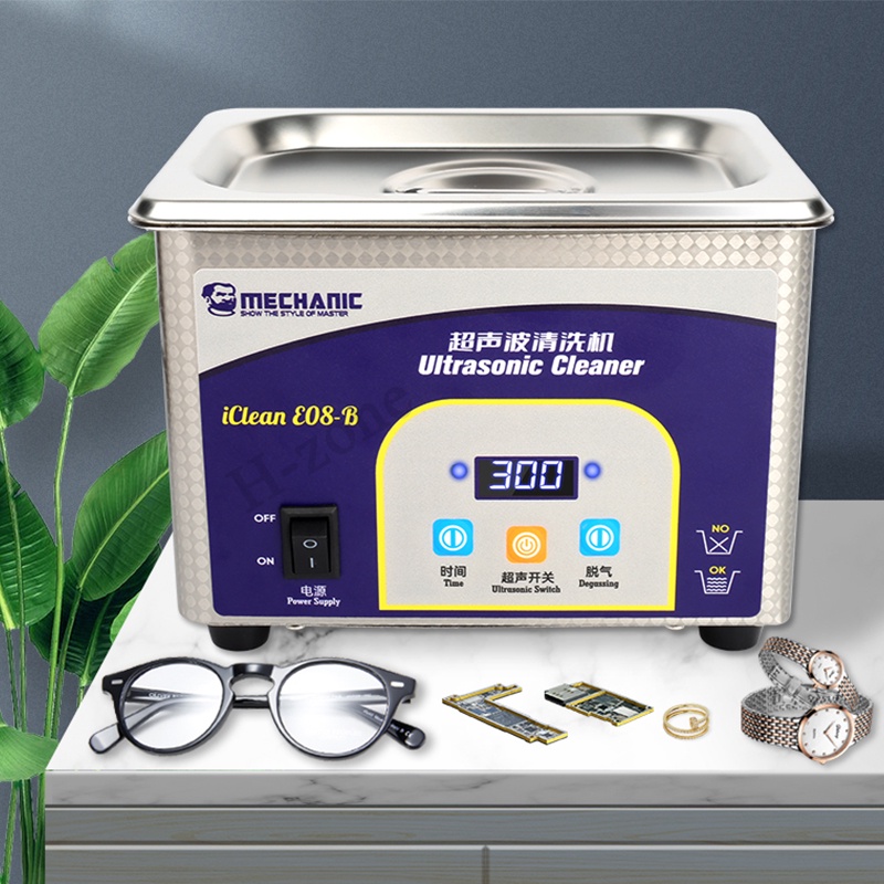 Mechanic E08 80W大容量超聲波清洗機眼鏡手錶手機主板清洗機自動清洗機