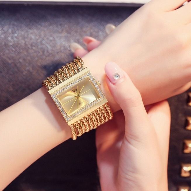 女表韓版鑲鑽腕錶小巧流蘇手鍊表防水時尚潮流女士手錶水鑽石英錶