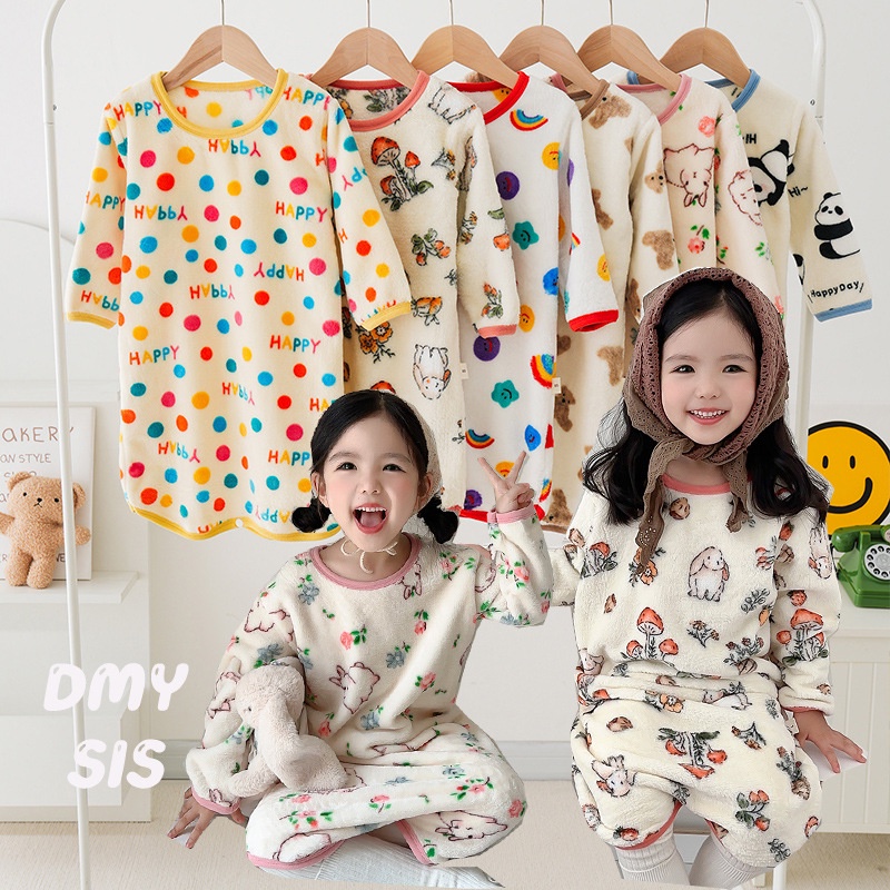 韓國冬裝兒童法蘭絨加厚分腿睡袋寶寶保暖睡衣連身衣2用襠睡裙