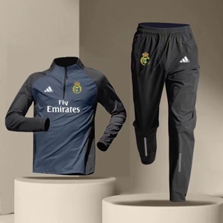 24皇家馬德里同款半拉鍊足球訓練服運動套裝男跑步速乾長袖長褲
